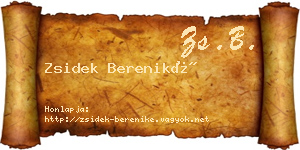 Zsidek Bereniké névjegykártya